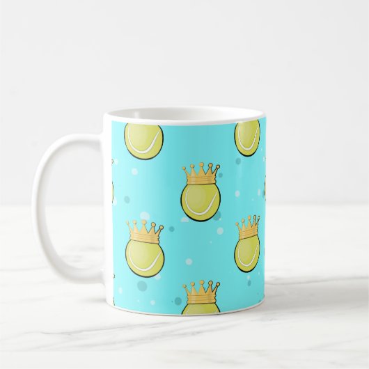 Tennis Sports King Pattern auf blauem Hintergrund Kaffeetasse (Links)
