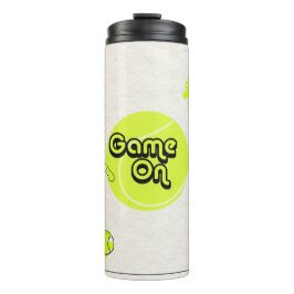 Tennis Sports Tumbler mit dem Zitat GAME ON Thermosbecher