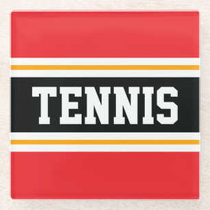 TENNIS Sporty Bright Black Racing Streifen Glasuntersetzer