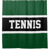 TENNIS Sporty Dark Green Black Athletic Stripes Duschvorhang (Vorderseite)