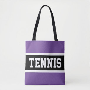 TENNIS Sporty Fun Coole Lila Schwarz-weiße Streife Tasche