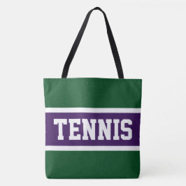 TENNIS Sporty Lila Green White Athletic Stripes Tasche