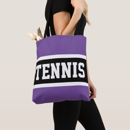 TENNIS Sporty Lila Schwarz-weiße Sportstreifen Tasche (Von Nahem)