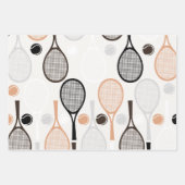 Tennis Star Orange & Black Racket Ball Muster Geschenkpapier Set (Vorderseite 3)
