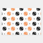 Tennis Star Orange & Black Racket Ball Muster Geschenkpapier Set (Vorderseite 2)