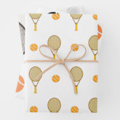 Tennis Star Orange & Black Racket Ball Muster Geschenkpapier Set (Beispiel)