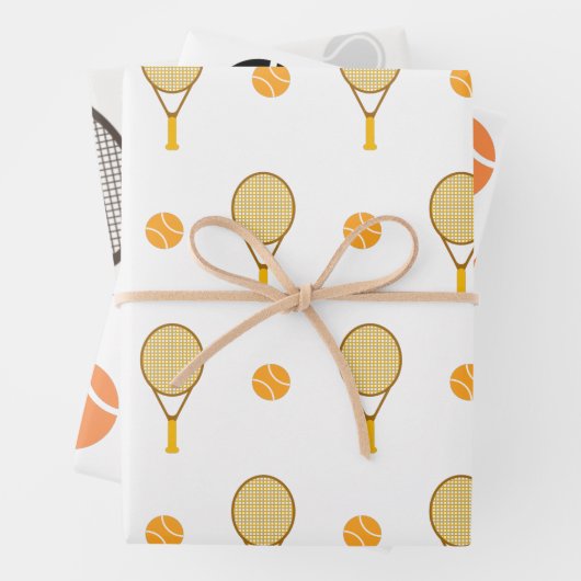 Tennis Star Orange & Black Racket Ball Muster Geschenkpapier Set (Beispiel)