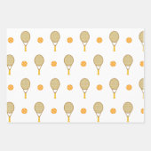 Tennis Star Orange & Black Racket Ball Muster Geschenkpapier Set (Vorderseite)