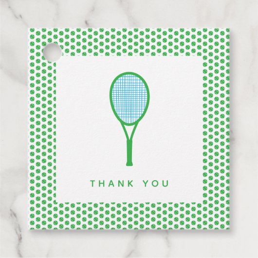 Tennis Star Sports Party in Grün und Blau Geschenkanhänger (Vorderseite)