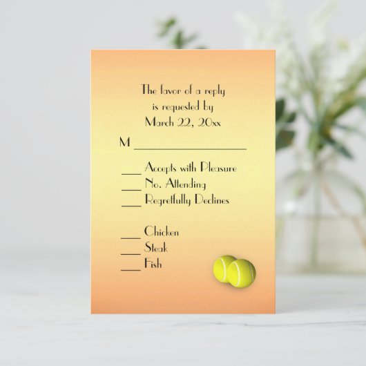 Tennis Sunset UAWG mit Menü RSVP Karte (Stehend Vorderseite)