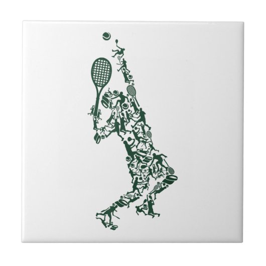 Tennis T Shirt - Spielerposition Balls Racket in Fliese (Vorderseite)