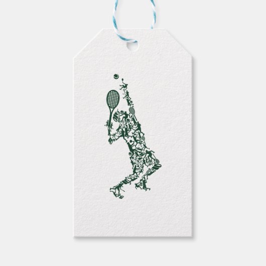 Tennis T Shirt - Spielerposition Balls Racket in Geschenkanhänger (Vorderseite)