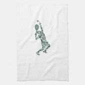 Tennis T Shirt - Spielerposition Balls Racket in Geschirrtuch (Vertikal)