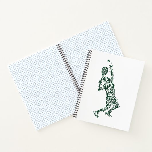 Tennis T Shirt - Spielerposition Balls Racket in Notizblock (Innenseite)