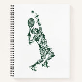 Tennis T Shirt - Spielerposition Balls Racket in Notizblock (Vorderseite)