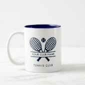 Tennis Team Club Name Navy Blue Logo Custom Zweifarbige Tasse (Links)