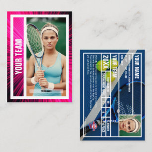 Tennis Team Trading Card - Rosa/Schwarze Rays Telefonnummerkarte