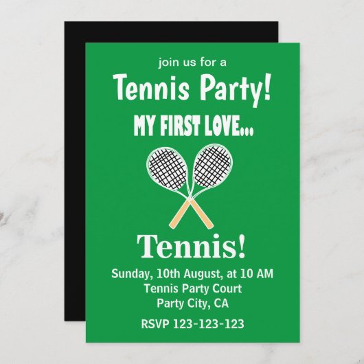 Tennis-Tennis-Party Einladung (Vorne/Hinten)