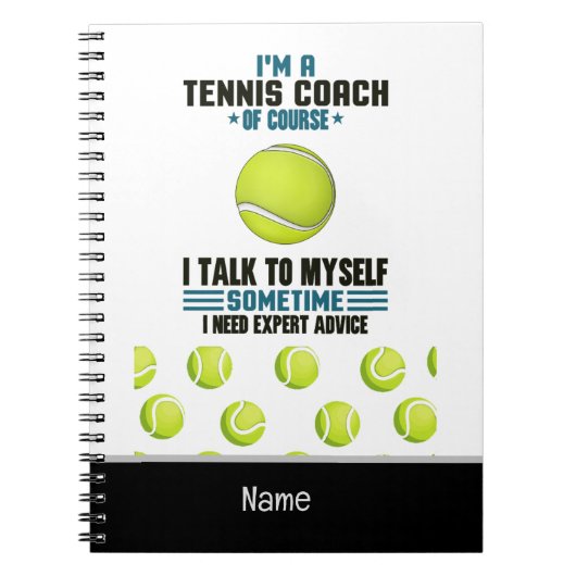 Tennis Thema für den Coach Notizblock (Vorderseite)