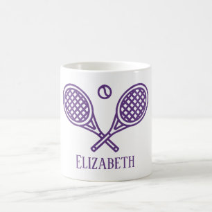 Tennis Thema Lila Mit Monogramm Name Kaffeetasse