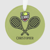 Tennis Thema Mit Monogramm Name Ornament (Vorderseite)
