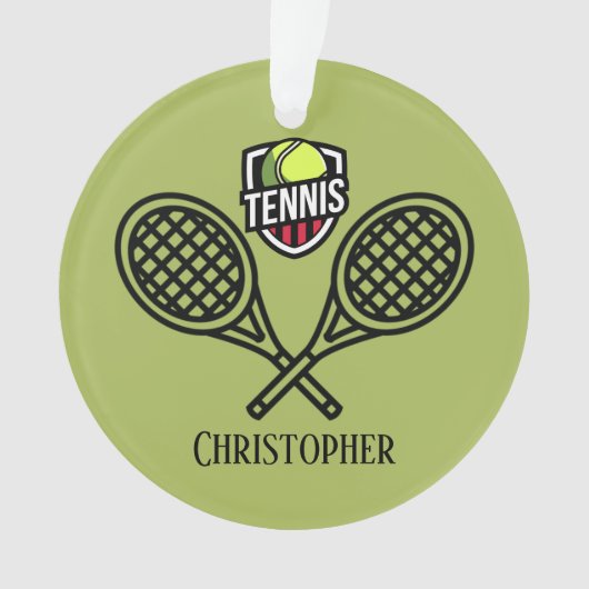 Tennis Thema Mit Monogramm Name Ornament (Vorderseite)