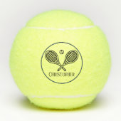 Tennis Thema Mit Monogramm Name Tennisbälle (Vorderseite)
