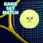 Tennis Thema Mit Monogramm Name Tennisbälle<br><div class="desc">Single-Tennisspieler und Doppel-Mannschaften werden Liebe dieses Tennis-Thema entworfen. Modernes Logo-Design mit zwei Schlägern und einem Ball. Fügen Sie Ihren Namen hinzu,  um ein angepasstes Design zu erstellen.</div>