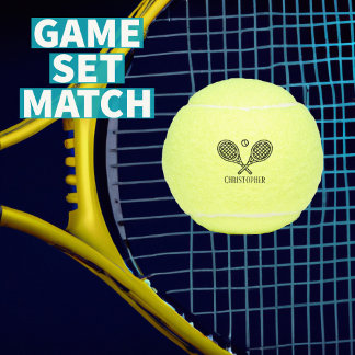 Tennis Thema Mit Monogramm Name Tennisbälle