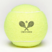 Tennis Thema Mit Monogramm Name Tennisbälle (Vorderseite)