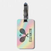 Tennis Thema Rosa Modernes Retro Mit Monogramm Nam Gepäckanhänger (Rückseite vertikal)