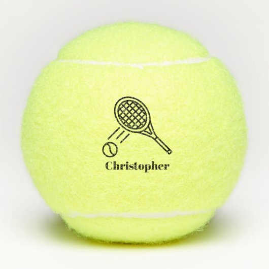 Tennis Thema Sport Mit Monogramm Name Tennis Balls Tennisbälle (Vorderseite)