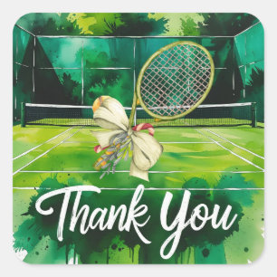 Tennis thematisiert danke für Weihnachtsgeschenk Quadratischer Aufkleber