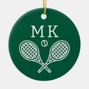 Tennis Theme Big Bold Mit Monogramm Keramik Ornament