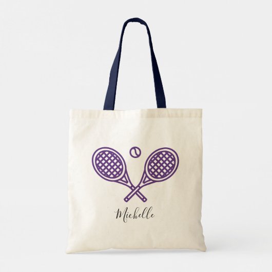Tennis Theme Girly Lila Monogram Tote Bag Tragetasche (Rückseite)