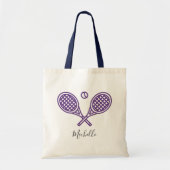 Tennis Theme Girly Lila Monogram Tote Bag Tragetasche (Vorne)