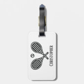 Tennis Theme Mit Monogramm Name Gepäckanhänger (Rückseite vertikal)