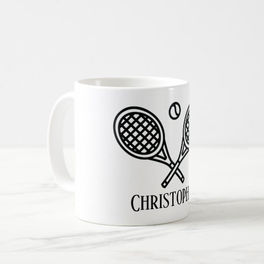 Tennis Theme Mit Monogramm Name Kaffeetasse (Vorderseite Links)