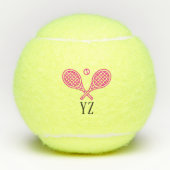Tennis Theme Pink Mit Monogramm Name Tennisbälle (Vorderseite)