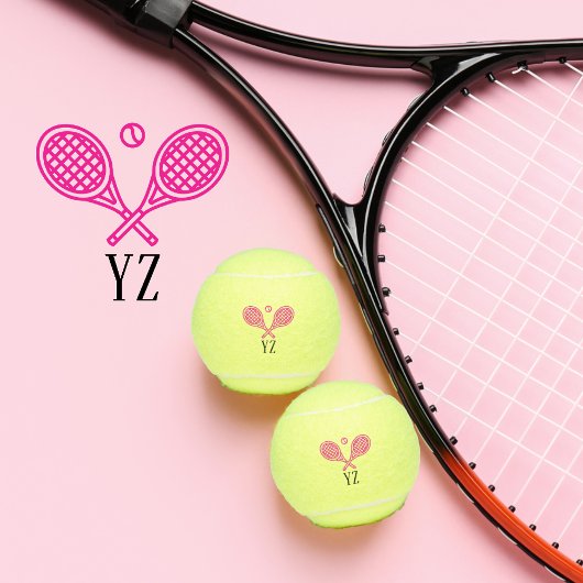 Tennis Theme Pink Mit Monogramm Name Tennisbälle