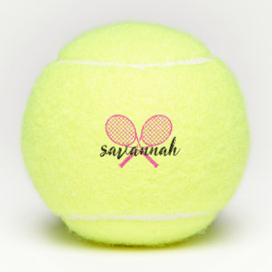 Tennis Theme Pink Mit Monogramm Name Tennisbälle
