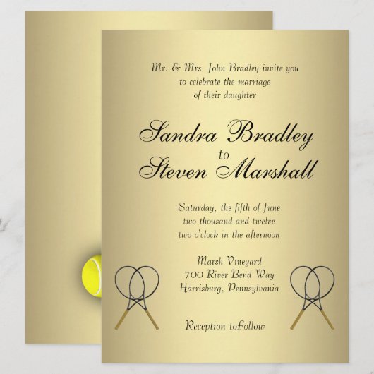 Tennis Theme Wedding Einladungen (Vorne/Hinten)