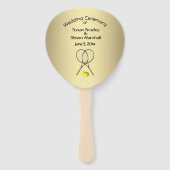 Tennis Theme Wedding Gold Hand Fan Fächer (Vorderseite)