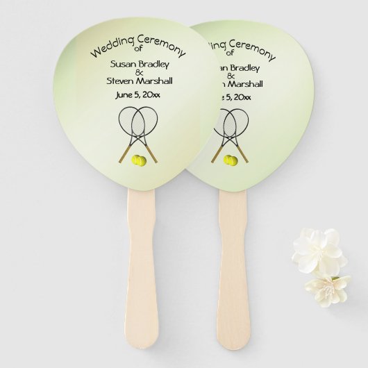 Tennis Theme Wedding Green Hand Fan Fächer (Vorne und Hinten)