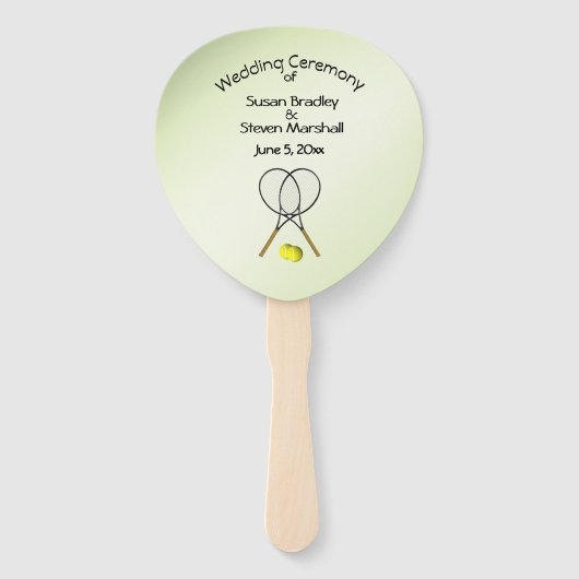 Tennis Theme Wedding Green Hand Fan Fächer (Rückseite)