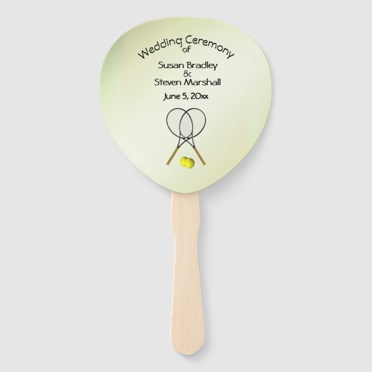 Tennis Theme Wedding Green Hand Fan Fächer (Vorderseite)