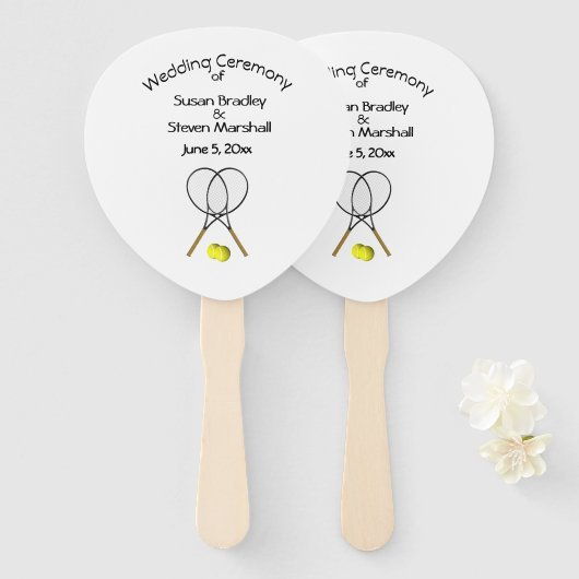 Tennis Theme Wedding White Hand Fan Fächer (Vorne und Hinten)