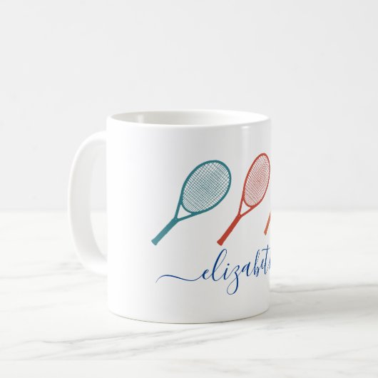 Tennis Themed Monogram Name Kaffeetasse (Vorderseite Links)