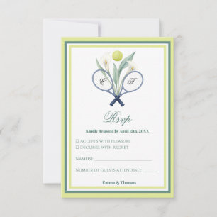 Tennis Themed Tenniscore Limone Hochzeitsfarbe Grü RSVP Karte