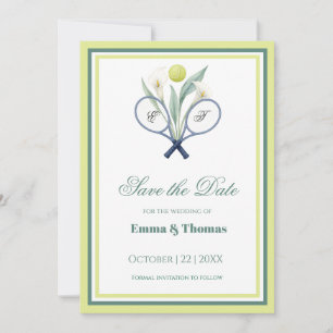 Tennis Themed Tenniscore Limone Hochzeitsfarbe Grü Save The Date